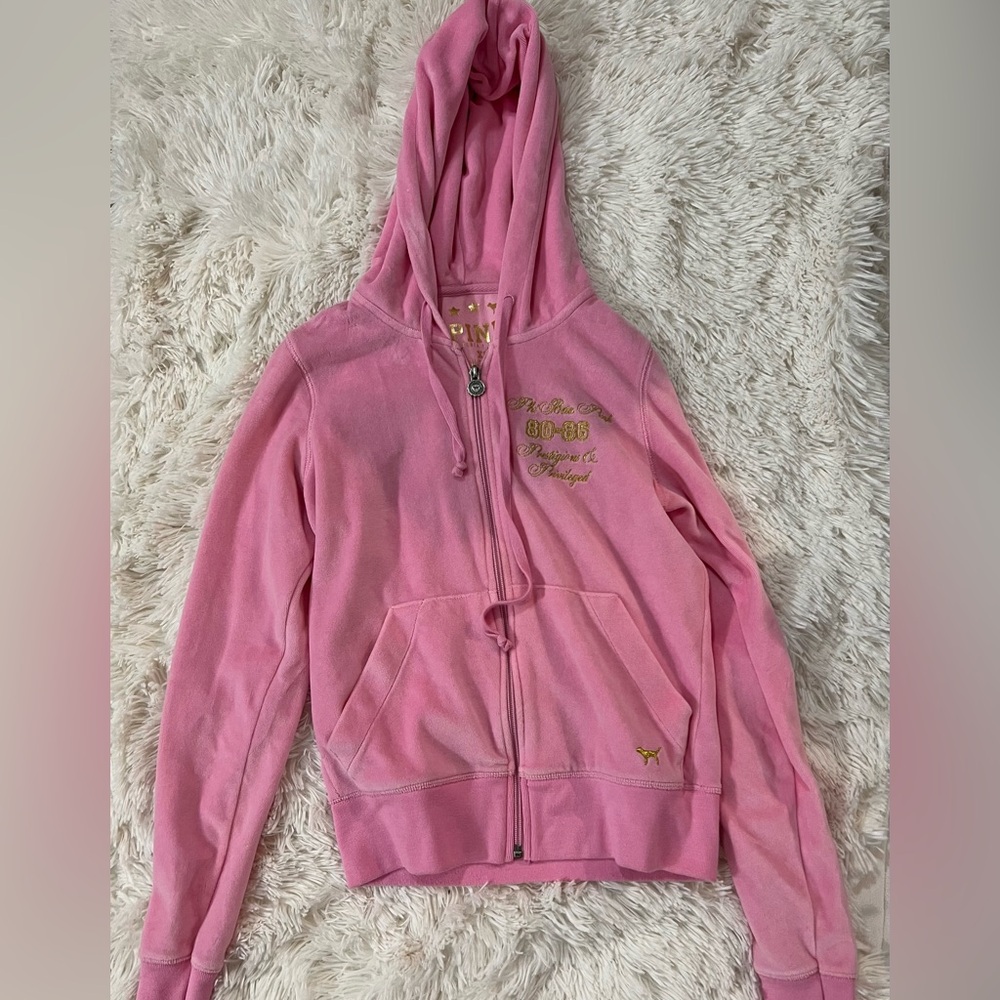 Victoria Secrets Pink Hoodie, size XS, Velour